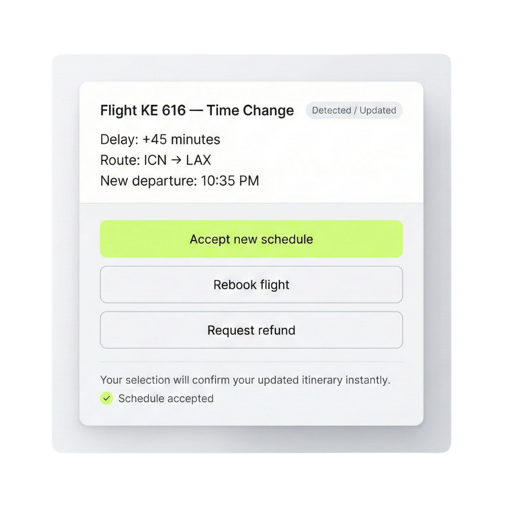 Give passengers control when plans change